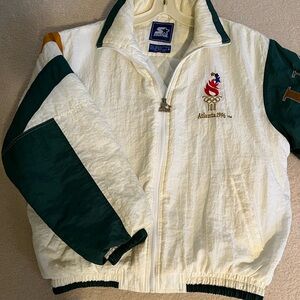 White and Green Starter Olympic Jacket